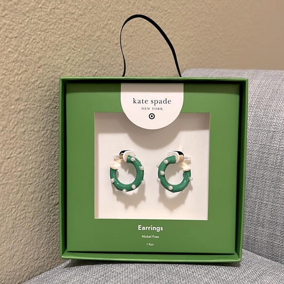 kate spade Jewelry - Kate Spade New York x Target Pearl Polka Dot Hoop Earrings Green
